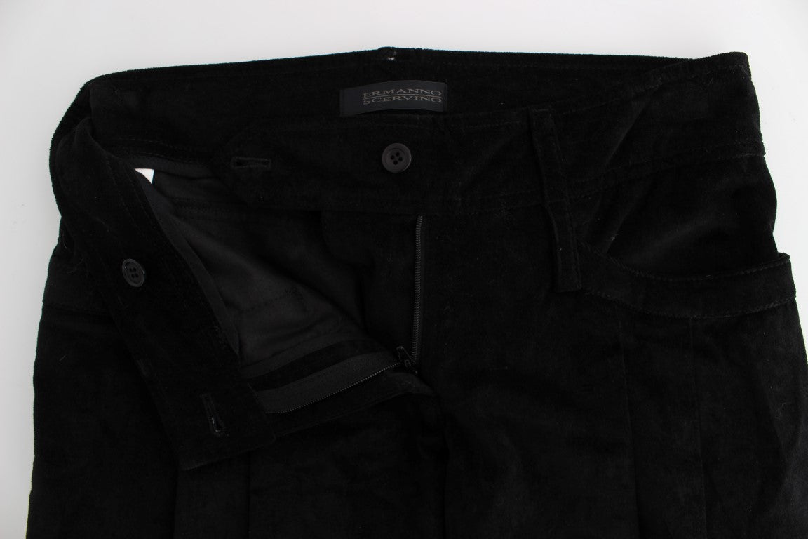 Ermanno Scervino Schwarze Capri-Bootcut-Hose aus Samt und Baumwolle