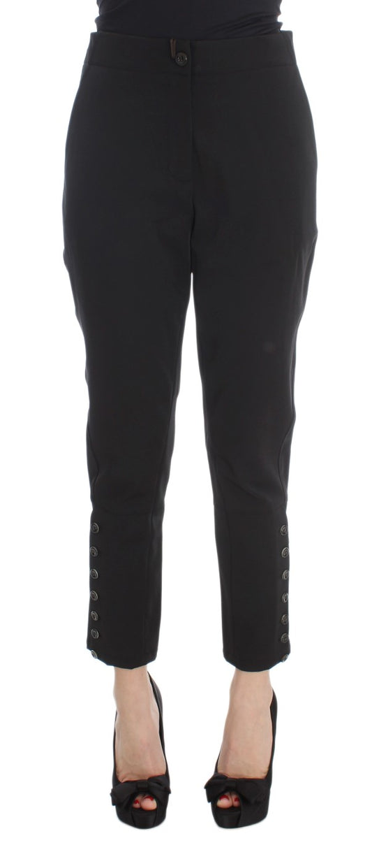 Ermanno Scervino Schwarze Capri-Hose aus Baumwollmischung