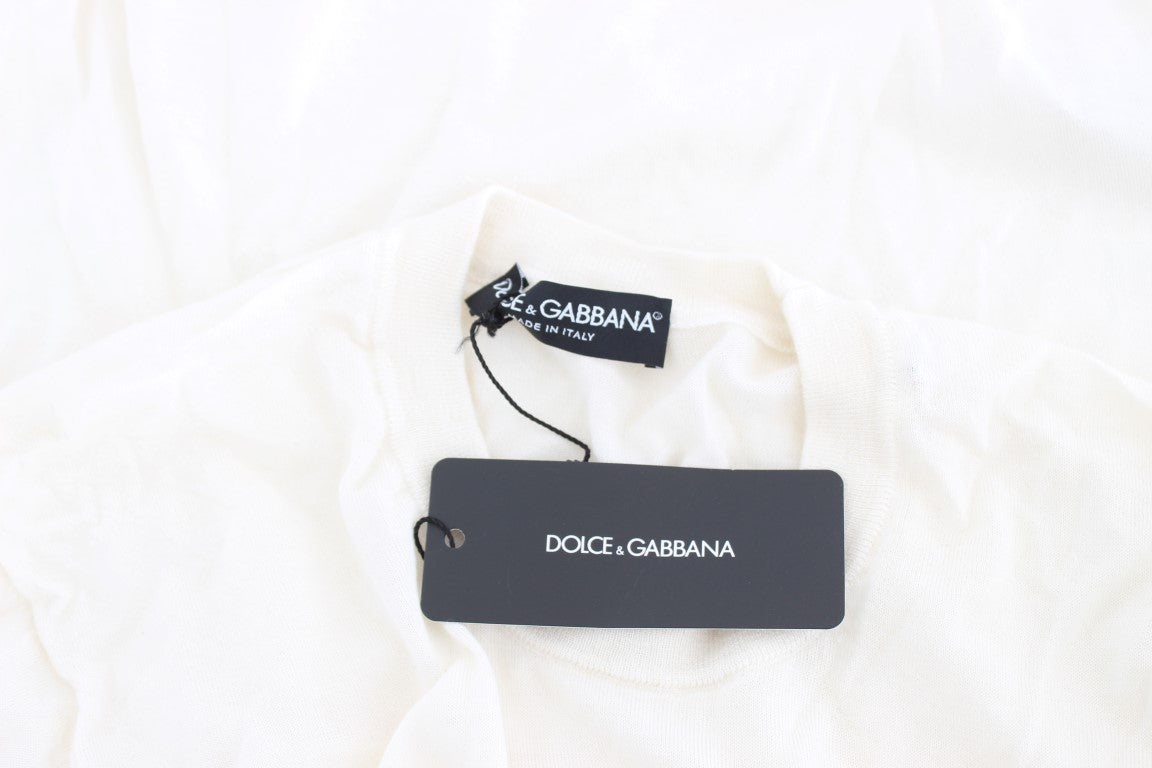 Dolce & Gabbana Weißer Pullover aus 100% Kaschmir
