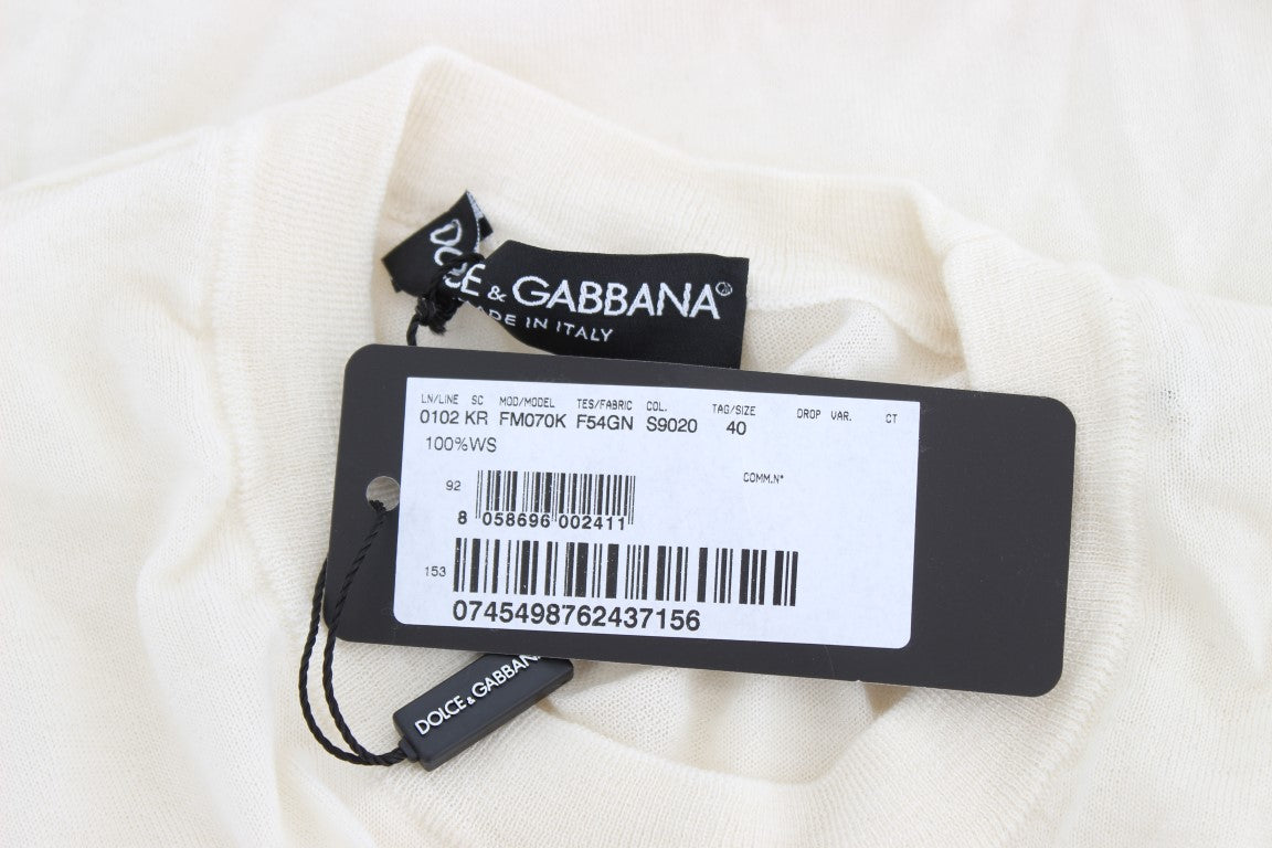 Dolce & Gabbana Weißer Pullover aus 100% Kaschmir