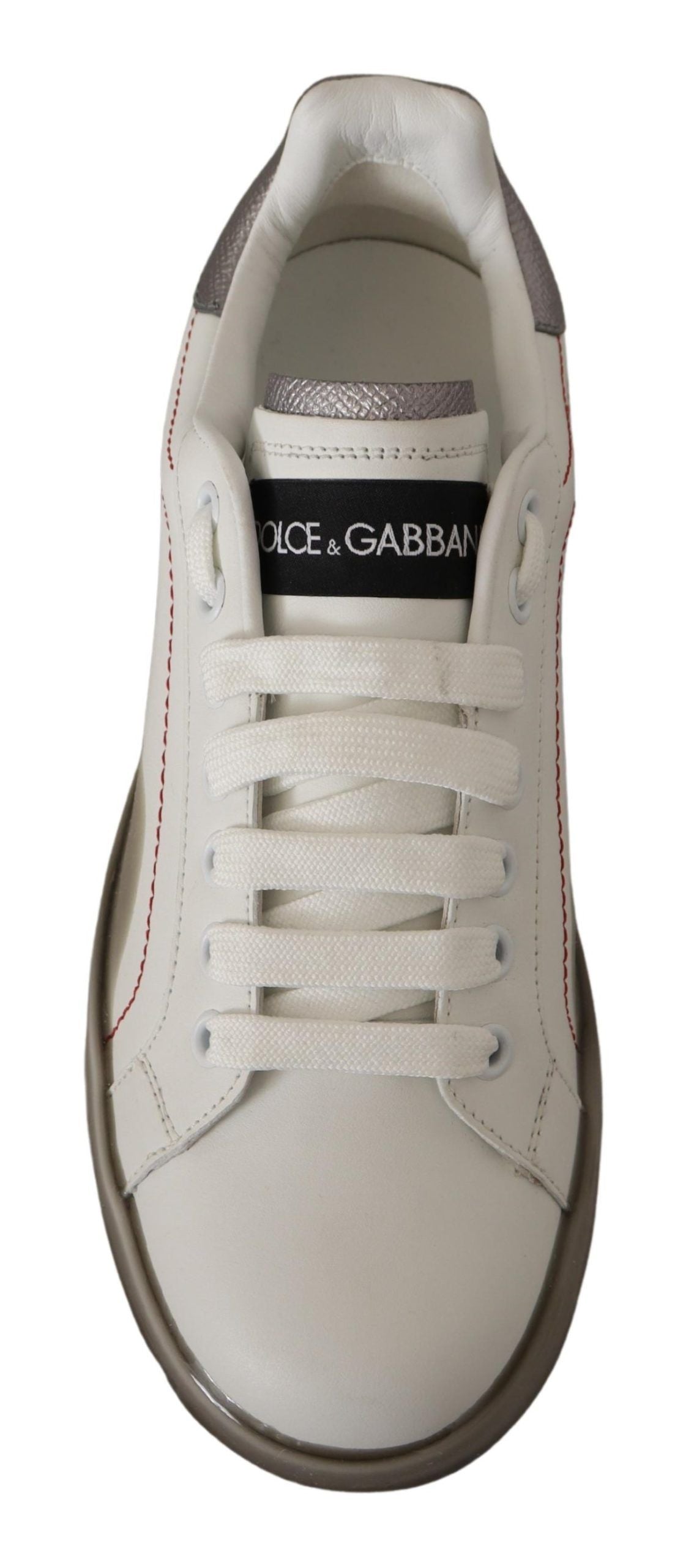 Dolce & Gabbana Weiße Lederschuhe Damen Logo Portofino Sneakers