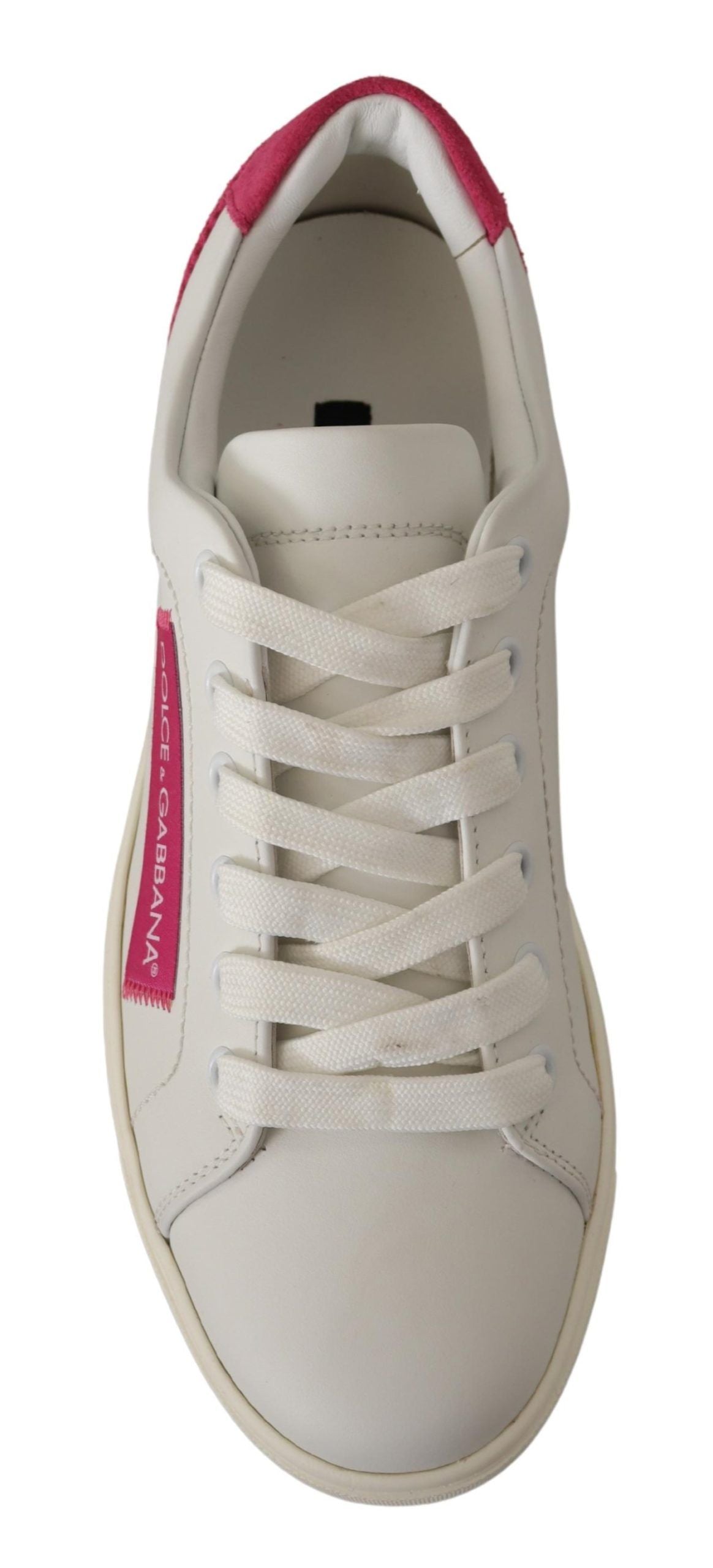 Dolce & Gabbana Weiß Rosa Leder Low Top Sneakers Damen Schuhe