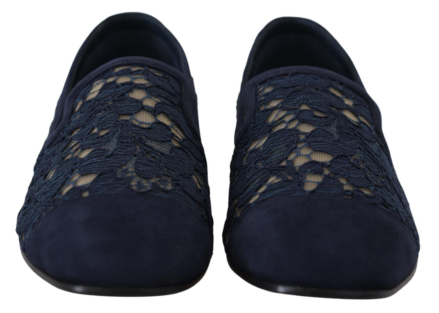 Dolce & Gabbana Blau Floral Spitze Slip Ons Loafers Flats Schuhe
