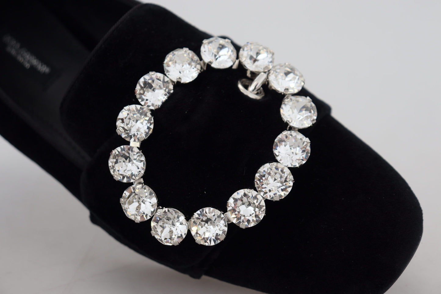 Dolce & Gabbana Schwarz Samt Kristalle Loafers Flats Schuhe