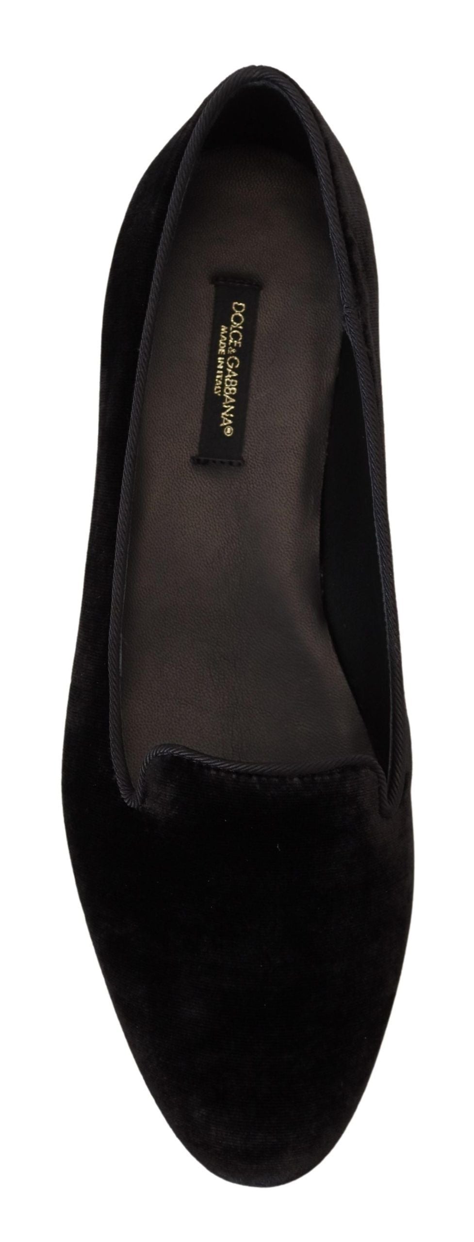 Dolce & Gabbana Schwarzer Samt Slip Ons Loafers Flats Schuhe
