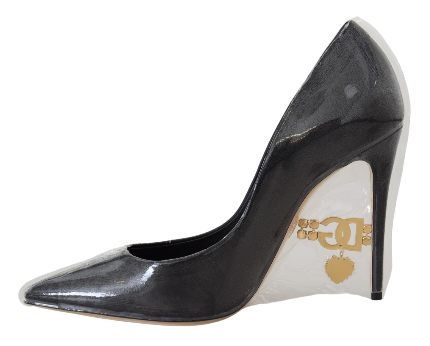 Dolce & Gabbana Schwarze Lederabsätze Pumps Kunststoffummantelte Schuhe