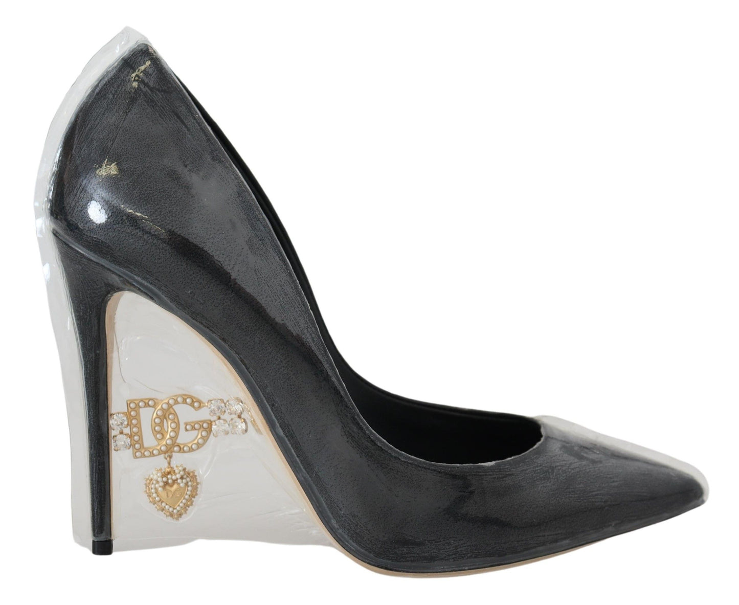 Dolce & Gabbana Schwarze Lederabsätze Pumps Kunststoffummantelte Schuhe
