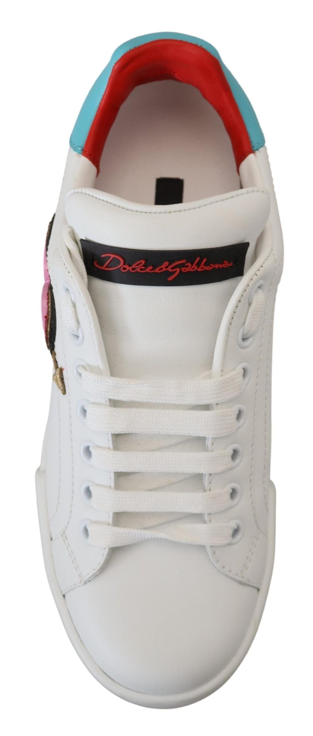 Dolce & Gabbana Weißes Leder Sneaker Portofino Logo Heart Schuhe