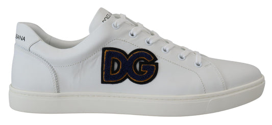 Dolce & Gabbana Weißes Leder DG Logo Casual Turnschuhe Schuhe