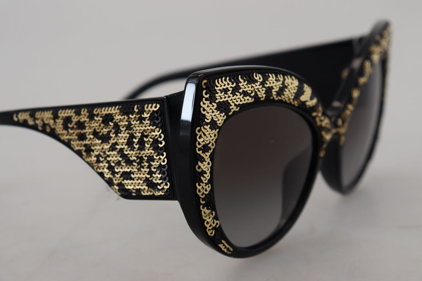 Dolce & Gabbana Schwarz Gold Pailletten Schmetterling Polarisierte Sonnenbrille DG4326