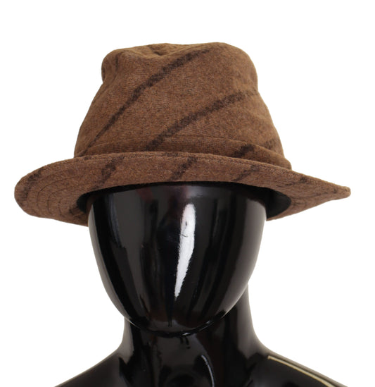 Dolce & Gabbana Brauner Fedora Gestreifter Druck Sommerhut