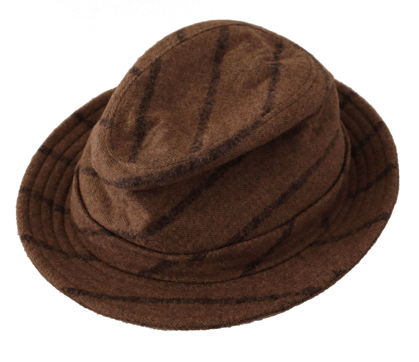 Dolce & Gabbana Brauner Fedora Gestreifter Druck Sommerhut