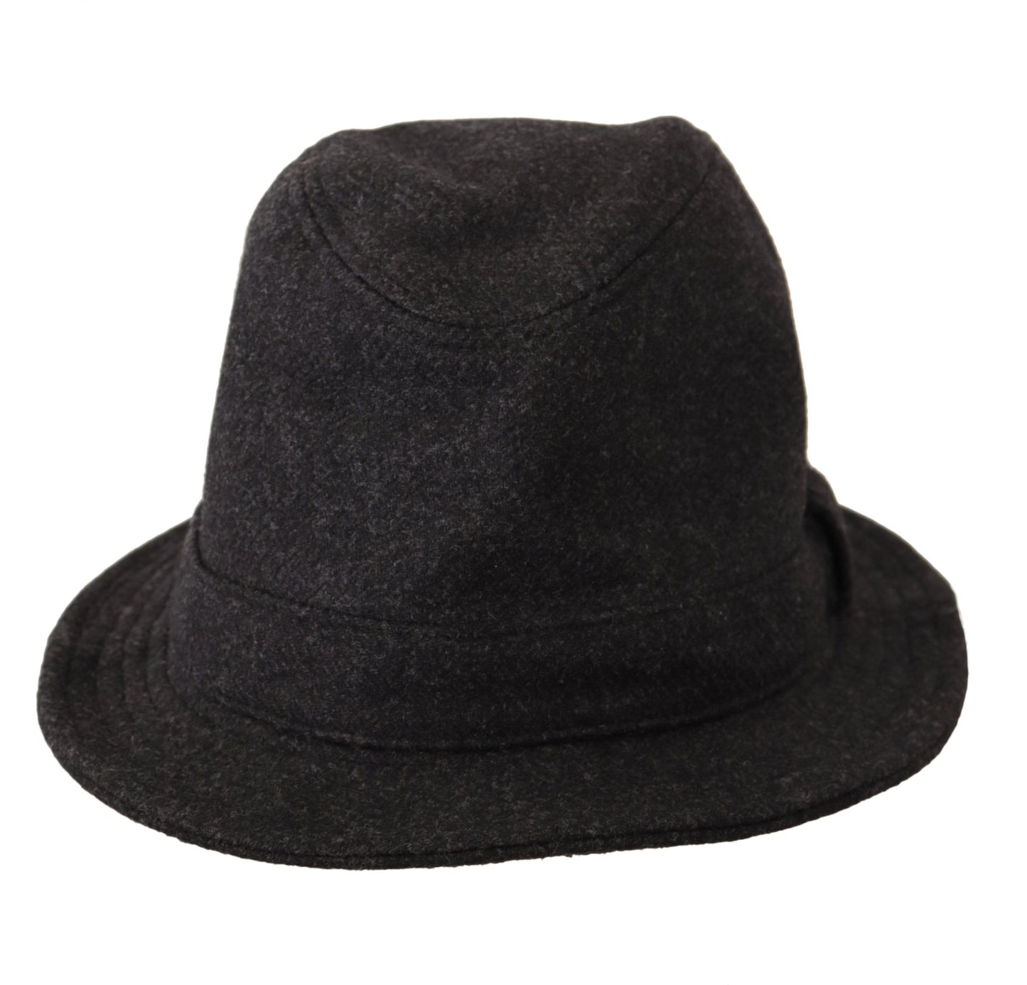 Dolce & Gabbana Grauer Schurwolle Logo Fedora Trilby Cappello Hut