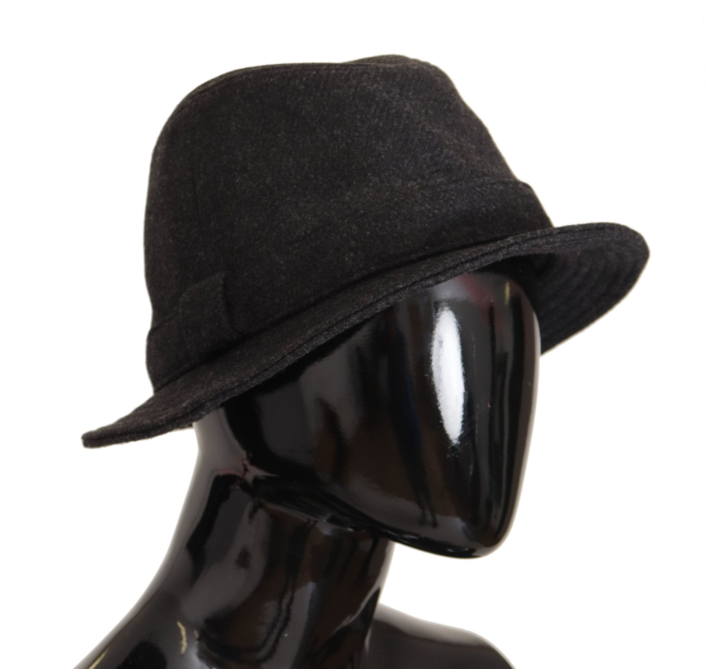 Dolce & Gabbana Grauer Schurwolle Logo Fedora Trilby Cappello Hut