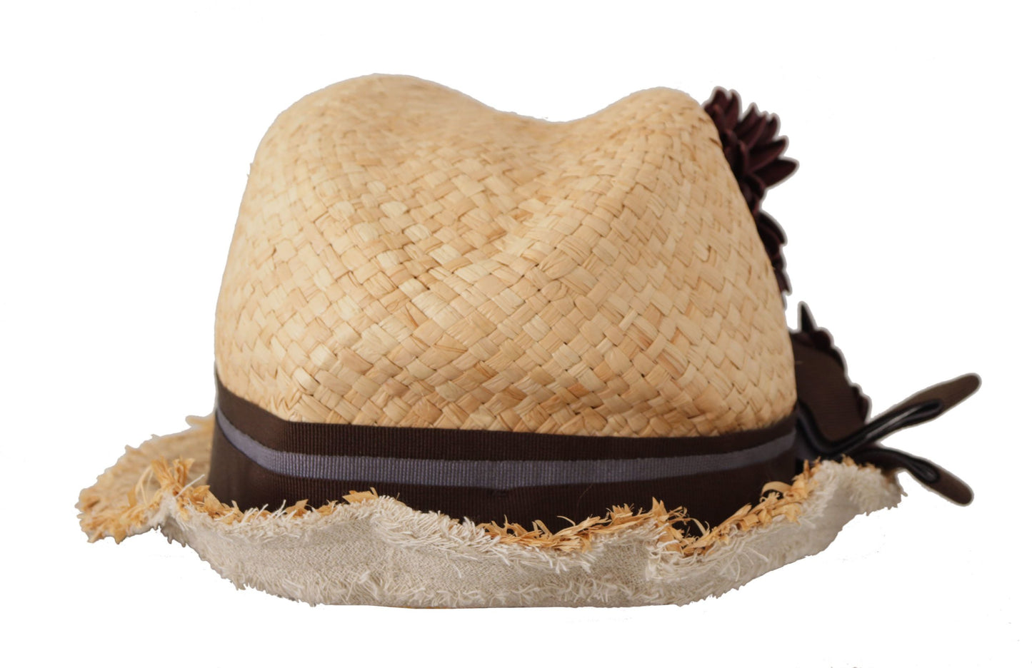 Dolce & Gabbana Strohhut mit gelber Schleife und Blumenverzierung