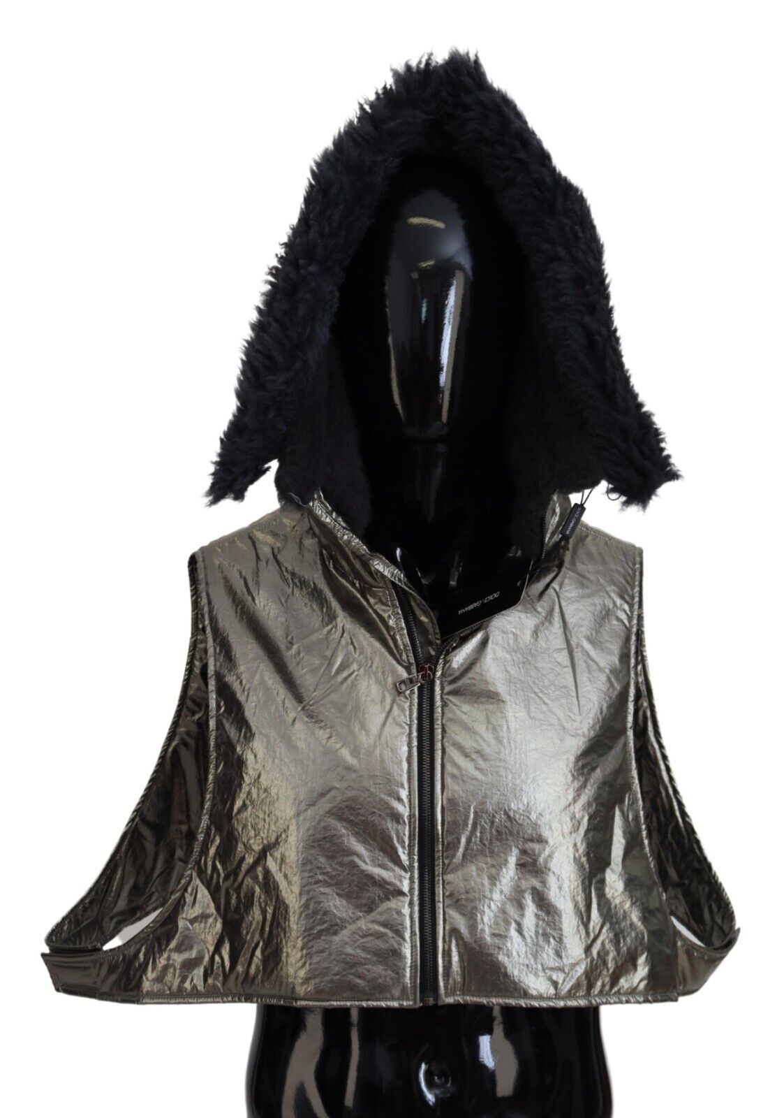 Dolce & Gabbana Silberner Pelz Ganzer Kopf Wrap Männer Capello Nylon Hut