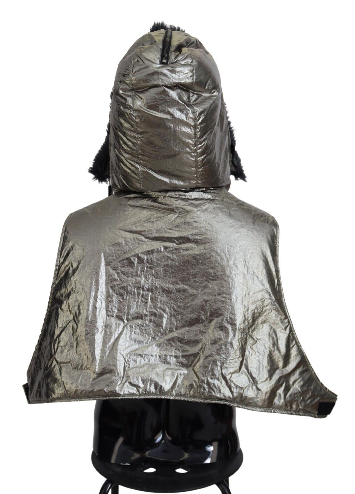 Dolce & Gabbana Silberner Pelz Ganzer Kopf Wrap Männer Capello Nylon Hut