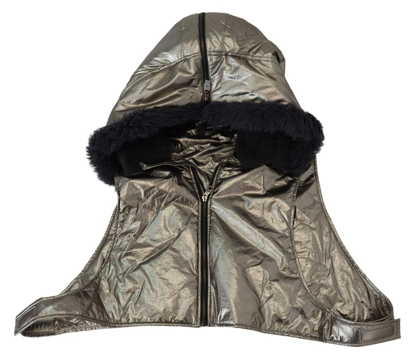 Dolce & Gabbana Silberner Pelz Ganzer Kopf Wrap Männer Capello Nylon Hut