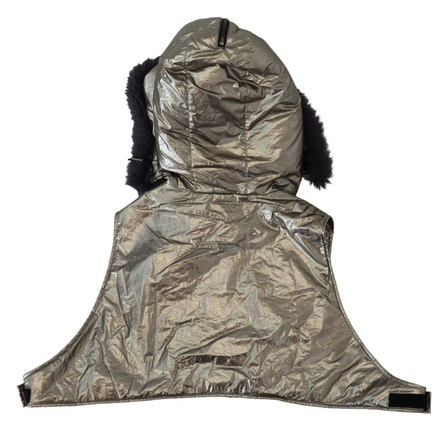 Dolce & Gabbana Silberner Pelz Ganzer Kopf Wrap Männer Capello Nylon Hut