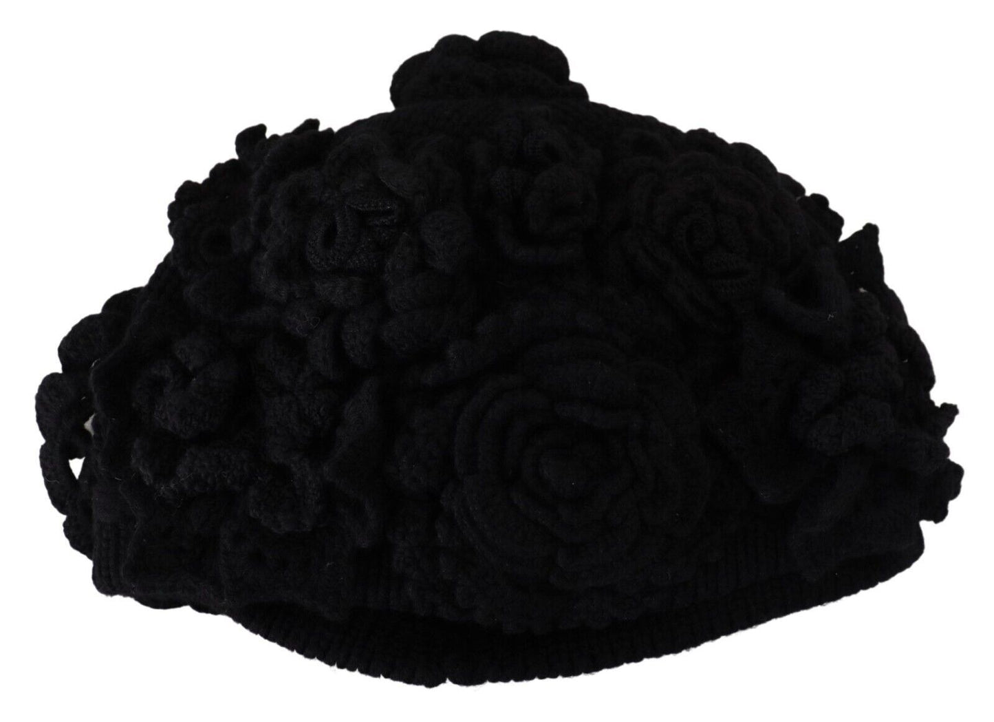 Dolce & Gabbana Schwarze Wollstrick Winter Beanie Mütze