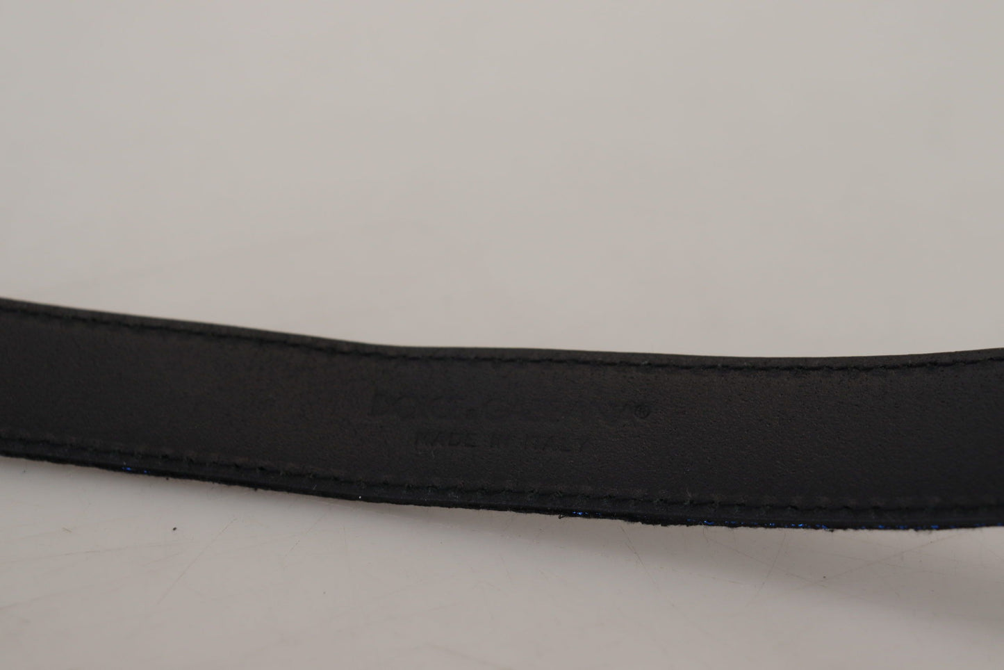 Dolce & Gabbana Blauer Jacquard-Streifen Gürtel mit Silberschnalle