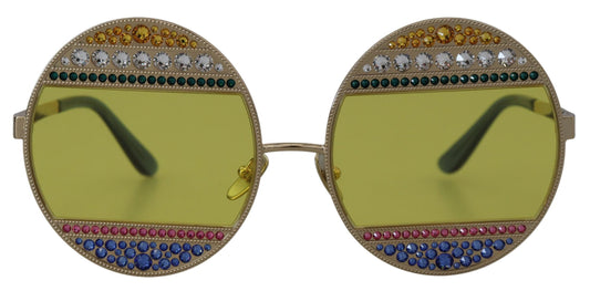 Dolce & Gabbana Gold Oval Metall Kristalle Shades DG2209B Sonnenbrille