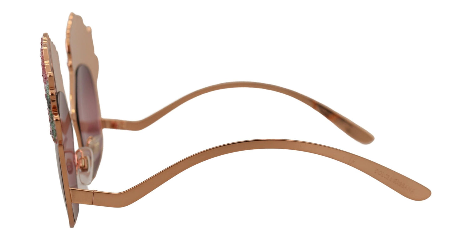 Dolce & Gabbana Rosa Gold Rose Paillettenstickerei DG2202 Sonnenbrille