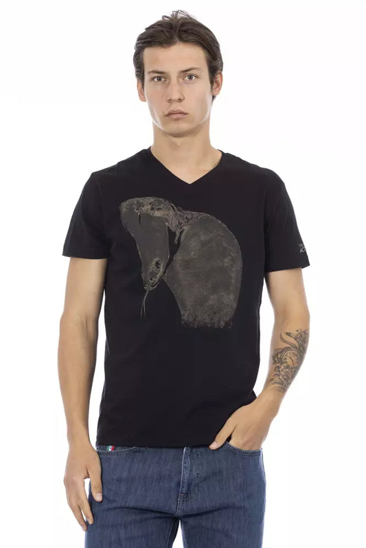Trussardi Action Schwarzes Baumwoll-T-Shirt für Herren
