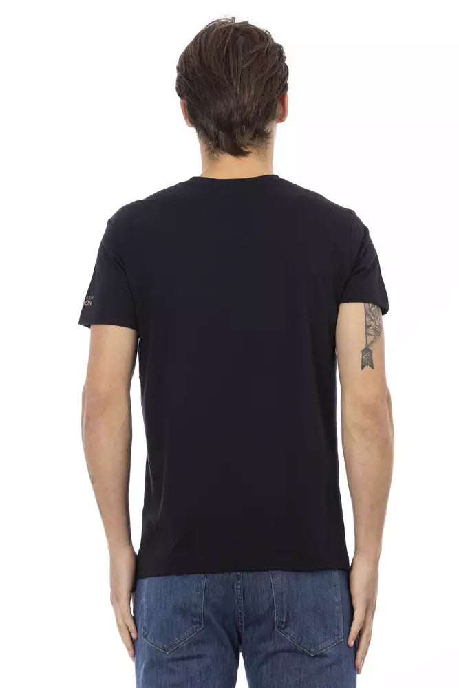 Trussardi Action Schwarzes Baumwoll-T-Shirt für Herren
