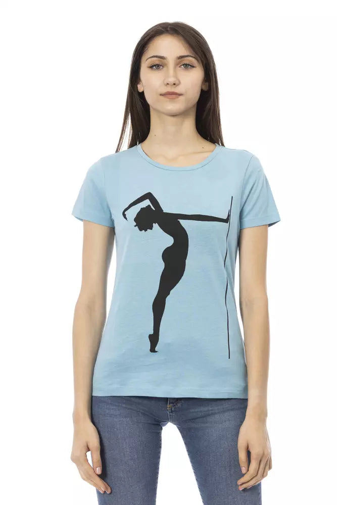 Trussardi Action Hellblaues T-Shirt aus Baumwolle für Frauen