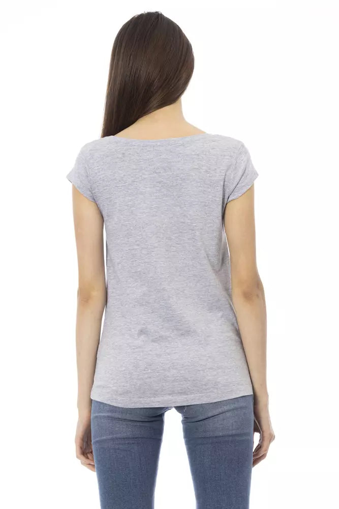 Trussardi Action Graues Baumwoll-T-Shirt für Frauen