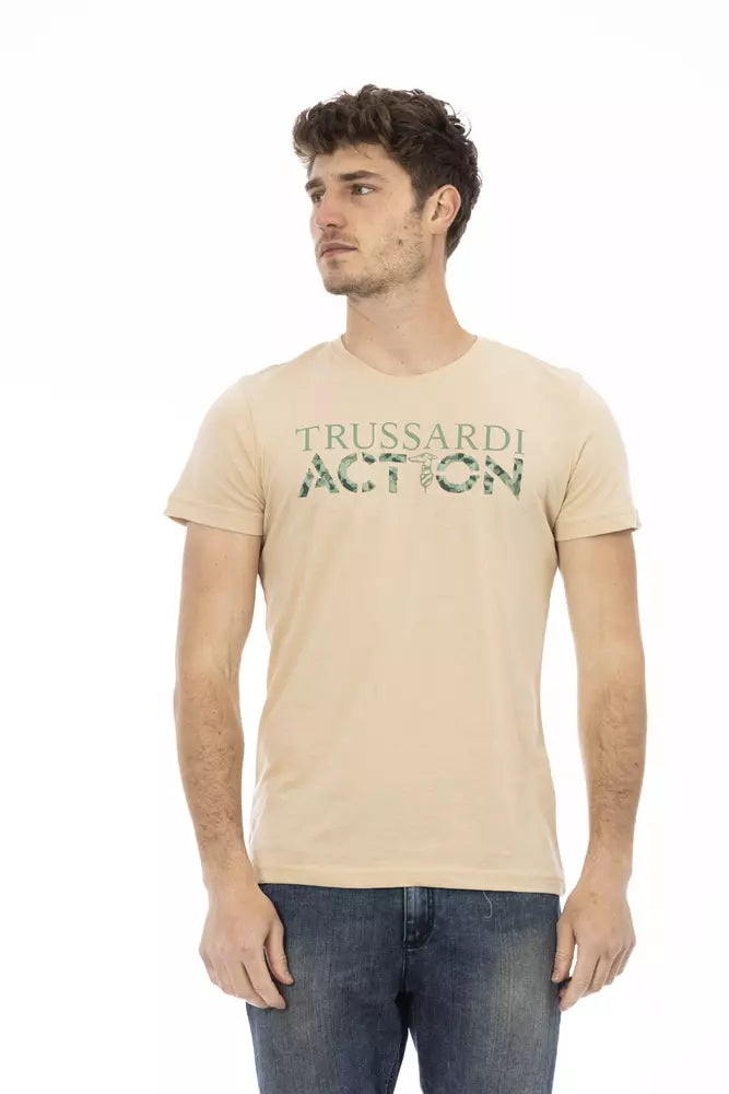 Trussardi Action Beigefarbenes Baumwoll-T-Shirt für Herren