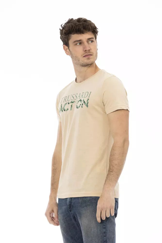 Trussardi Action Beigefarbenes Baumwoll-T-Shirt für Herren