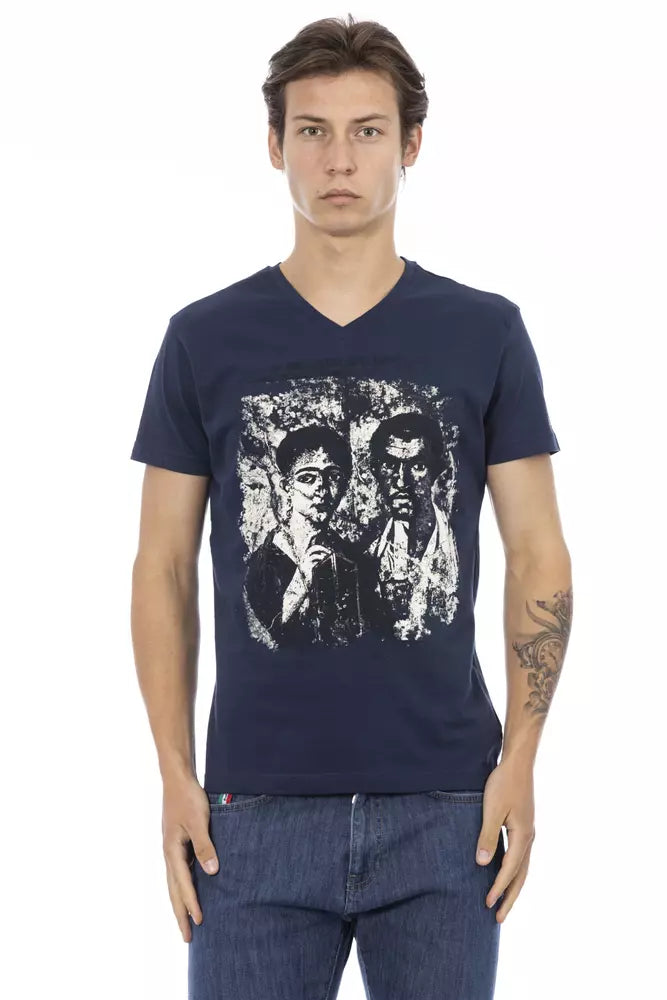 Trussardi Action Blaues Baumwoll-T-Shirt für Herren