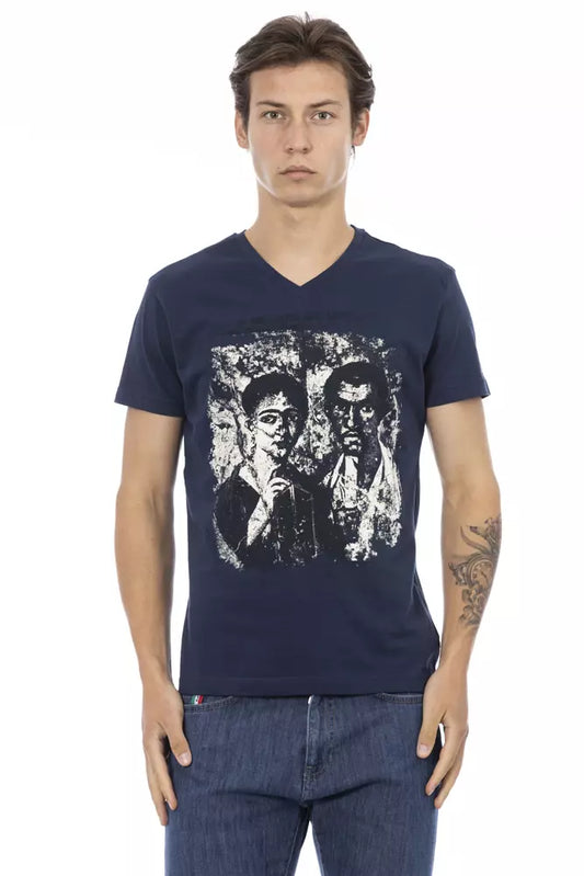 Trussardi Action Blaues Baumwoll-T-Shirt für Herren