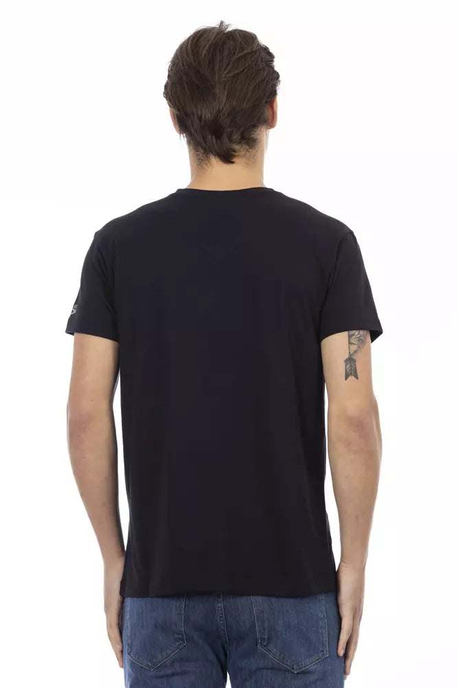 Trussardi Action Schwarzes Baumwoll-T-Shirt für Herren