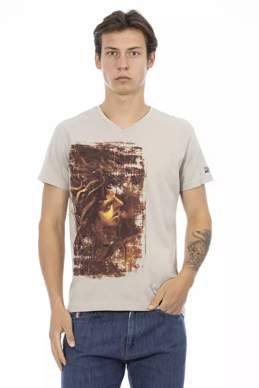 Trussardi Action Beigefarbenes Herren-T-Shirt aus Baumwolle