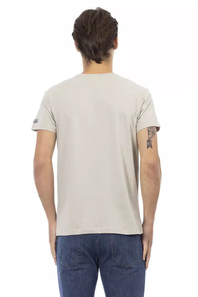 Trussardi Action Beigefarbenes Herren-T-Shirt aus Baumwolle