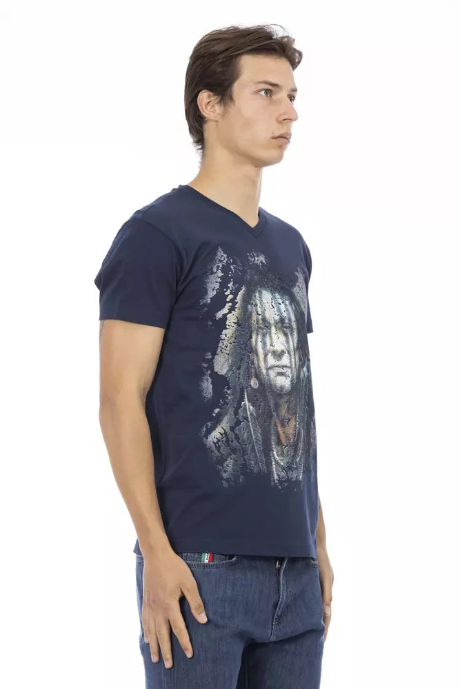Trussardi Action Blaues Baumwoll-T-Shirt für Herren