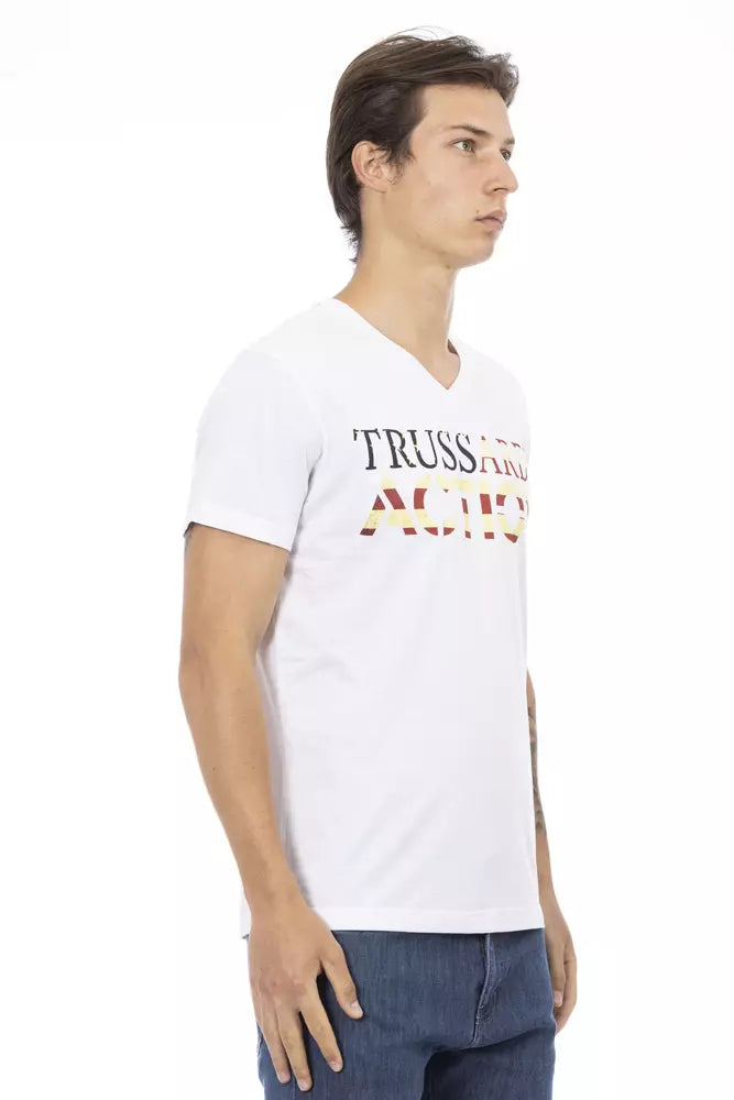 Trussardi Action Weißes Herren-T-Shirt aus Baumwolle