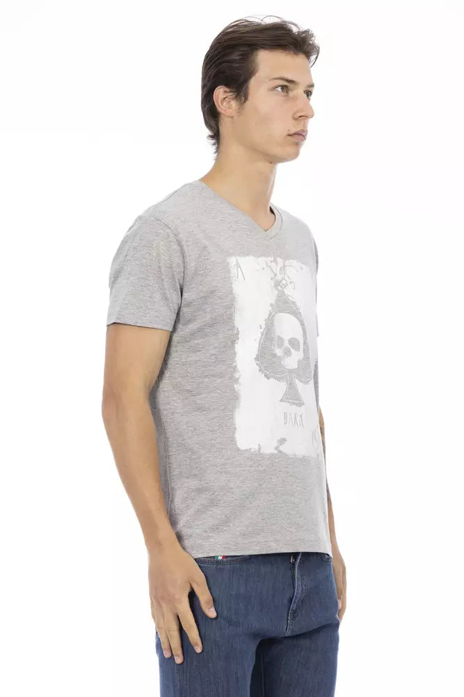 Trussardi Action Graues Herren T-Shirt aus Baumwolle