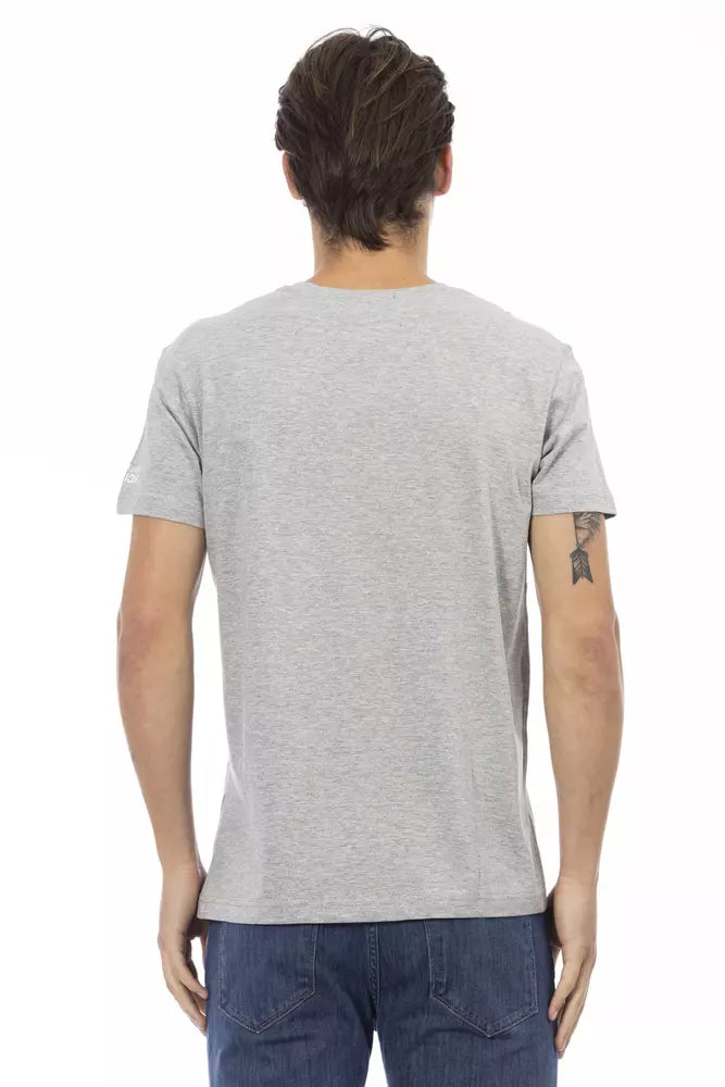 Trussardi Action Graues Herren T-Shirt aus Baumwolle