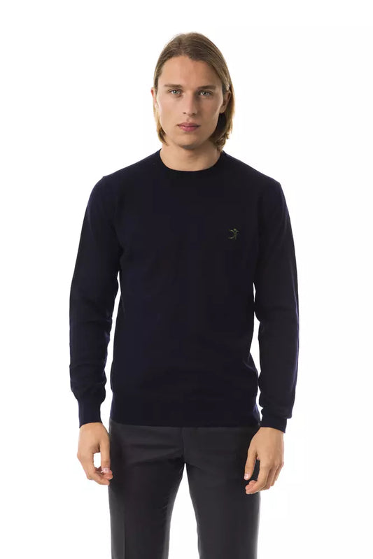 Uominitaliani Blauer Herrenpullover aus Merinowolle