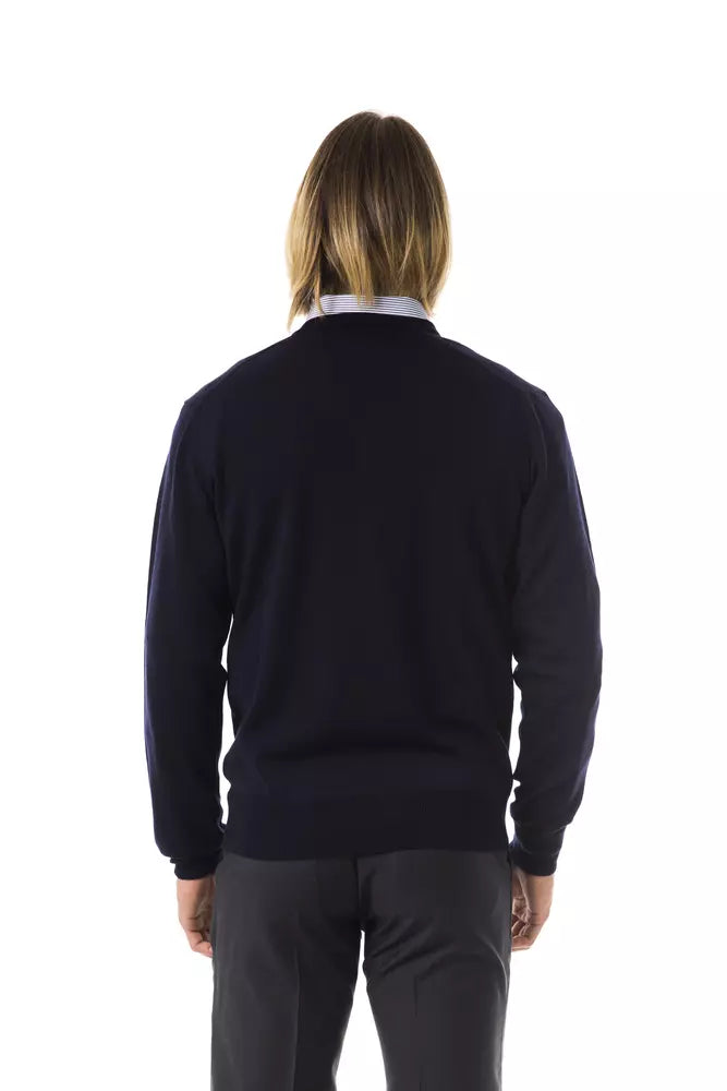 Uominitaliani Blauer Merino-Pullover für Männer
