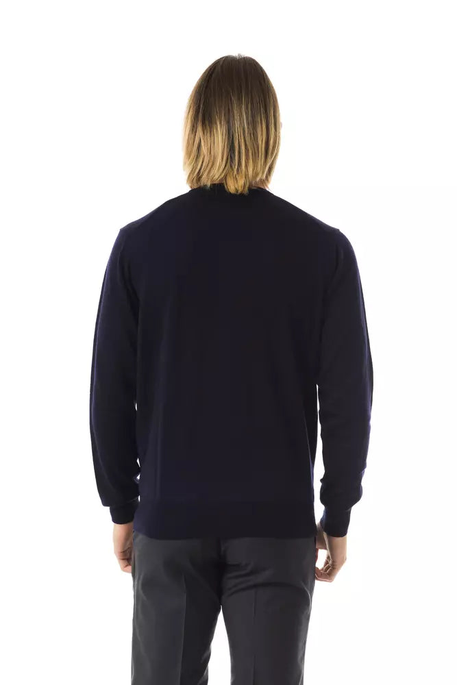 Uominitaliani Blauer Herrenpullover aus Merinowolle