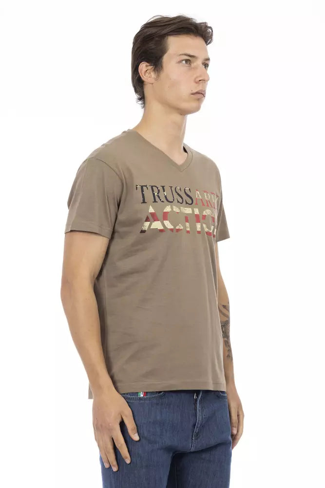 Trussardi Action Braunes Baumwoll-T-Shirt für Herren