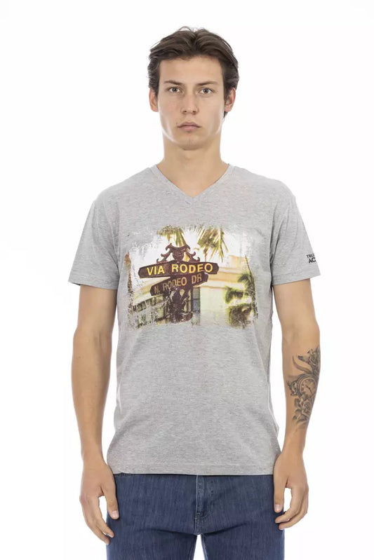 Trussardi Action Graues Baumwoll-T-Shirt für Herren