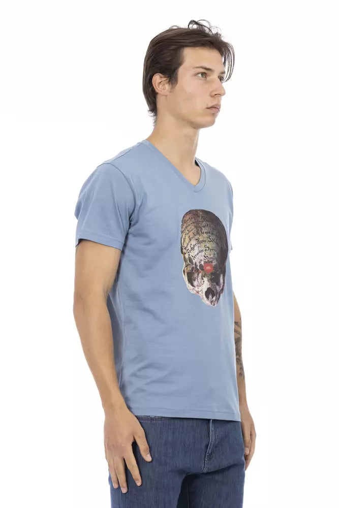 Trussardi Action Hellblaues Baumwoll-T-Shirt für Herren