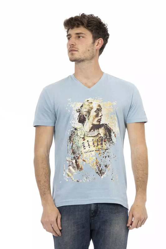 Trussardi Action Hellblaues Baumwoll-T-Shirt für Herren