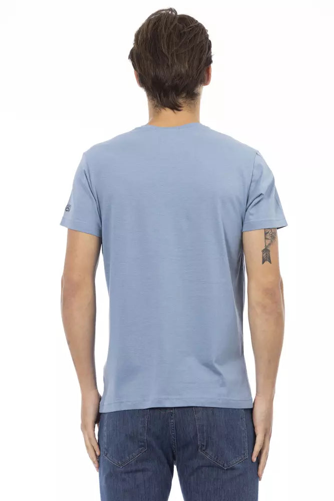 Trussardi Action Hellblaues Baumwoll-T-Shirt für Herren